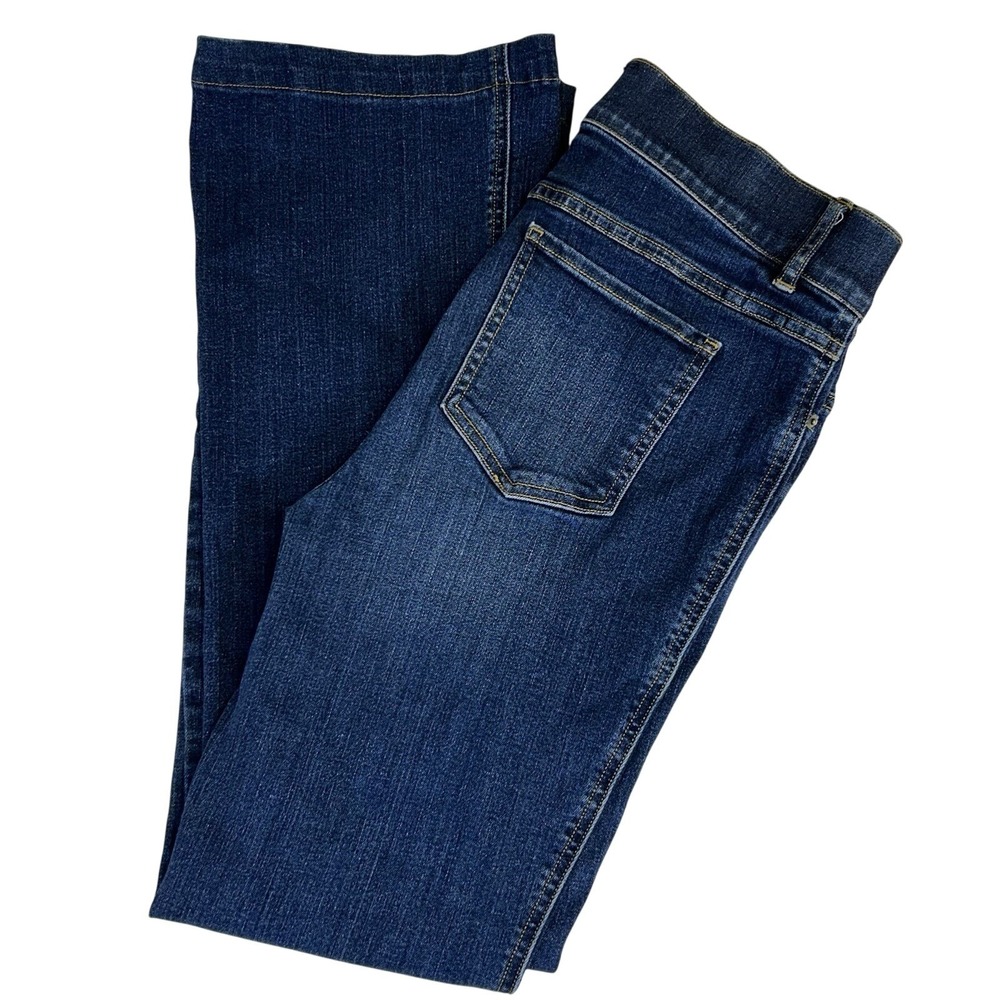Spanx High Rise Flare Jeans Stretch Denim Pull On Dark Wash Slimming Sz Medium - Picture 4 of 6